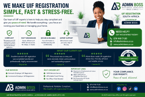 Admin Boss UIF registration South Africa banner for domestic and commercial employers