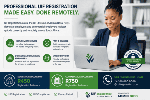 Remote UIF registration services in South Africa for domestic and commercial employers by Admin Boss