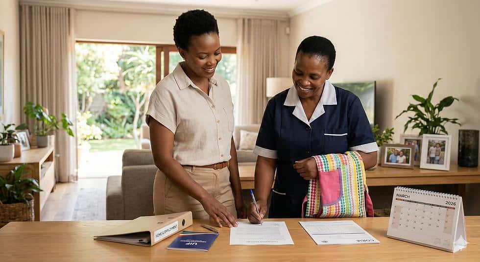 Domestic employer reviewing UIF registration forms
